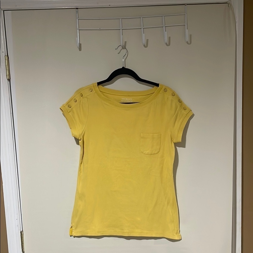 Talbots Yellow Fitted Short Sleeve T-Shirt Women Medium